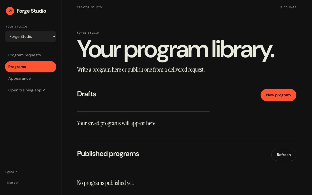A coach’s list of programmes with their published versions