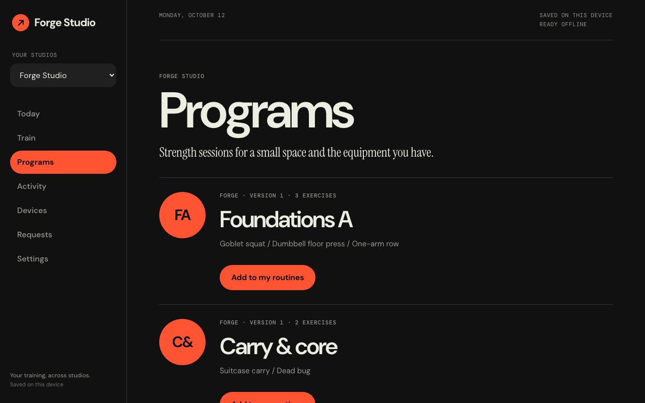A list of published training programmes